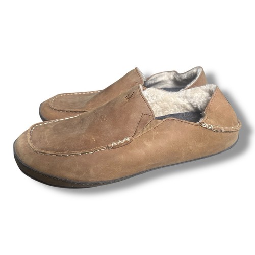 Olukai Moloa Loafer Slip On Toffee Brown Leather Convertible Slipper Men's 11 - Picture 3 of 5