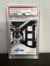 2024 Panini Impeccable Immaculate Austin Wells Triple Patch Autograph /99 PSA 8