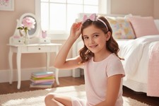 Pink Glitter Bow Headband for Girls Sparkly Iridescent Hair Hoop Birthday Gift