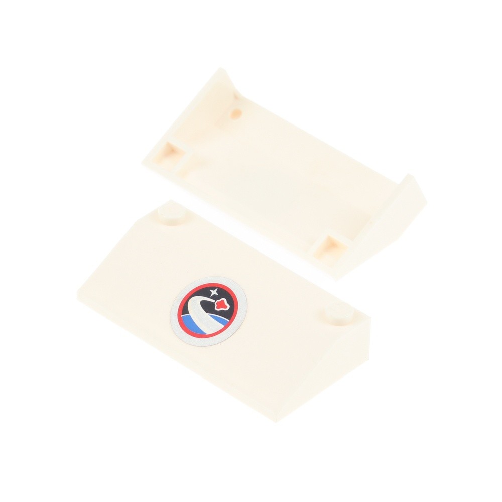 2X Lego Windshield 33° 3X6 White Space Center Logo Slope Brick 58181PB03