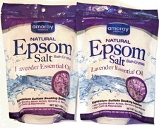 Amoray Premium Natural Epsom Salt Bath Crystals Lavender 16 oz. 2 pack