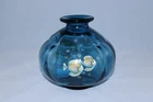 Fenton Blue Hand Painted Glass Vase – Tropical Fish – Signed Art Glass – Ocean