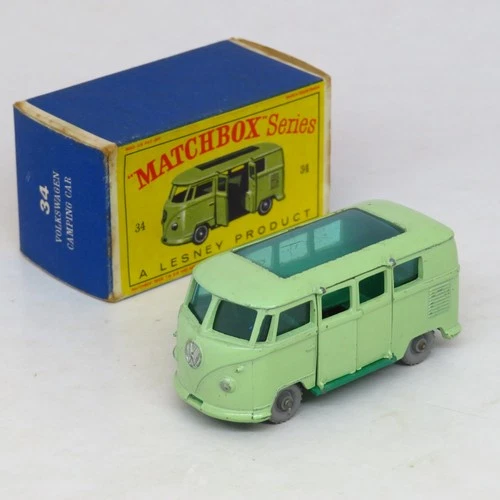 Matchbox - 34 Volkswagen Camping Car - Regular Wheels Boxed Lesney VW T2