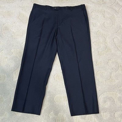 Zanella Pants 40 (39x28.5) Devon Super 120s Wool Flat Front Trousers Blue Men s