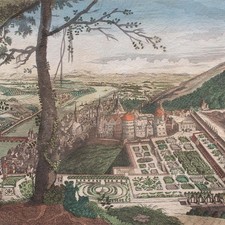 Balthasar Friedrich Leizelt Guckkastenbild Schloß Heidelberg Kupferstich um 1750