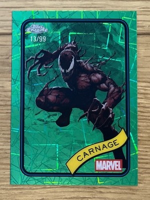 2025 Topps Chrome Marvel #173 CARNAGE! MINT GREEN LAZER CARD! /99 RAR