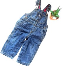 Oshkosh Bgosh Flannel Lined Denim Jean Baby Overalls 9-12M Buffalo Plaid Cottage