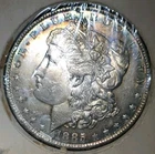 1885-o Morgan Silver Dollar Brilliant Uncirculated Tidy House Holder Toned