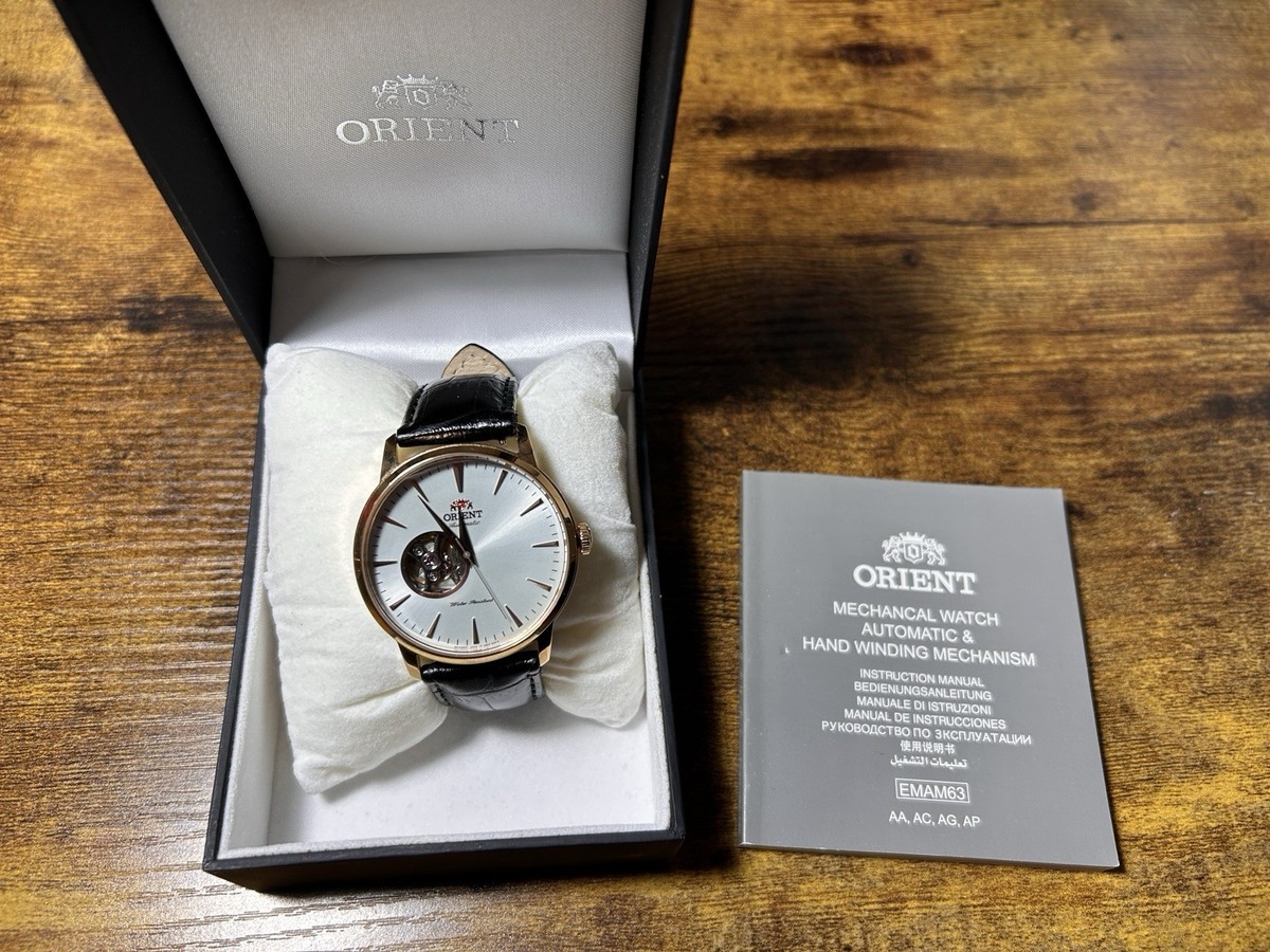 Orient A Bambino Open Heart Rose Gold Automatic Watch View 2