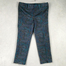 Talbots Pants Womens 14 Blue Paisley Hampshire Ankle Crop Dress Stretch Print