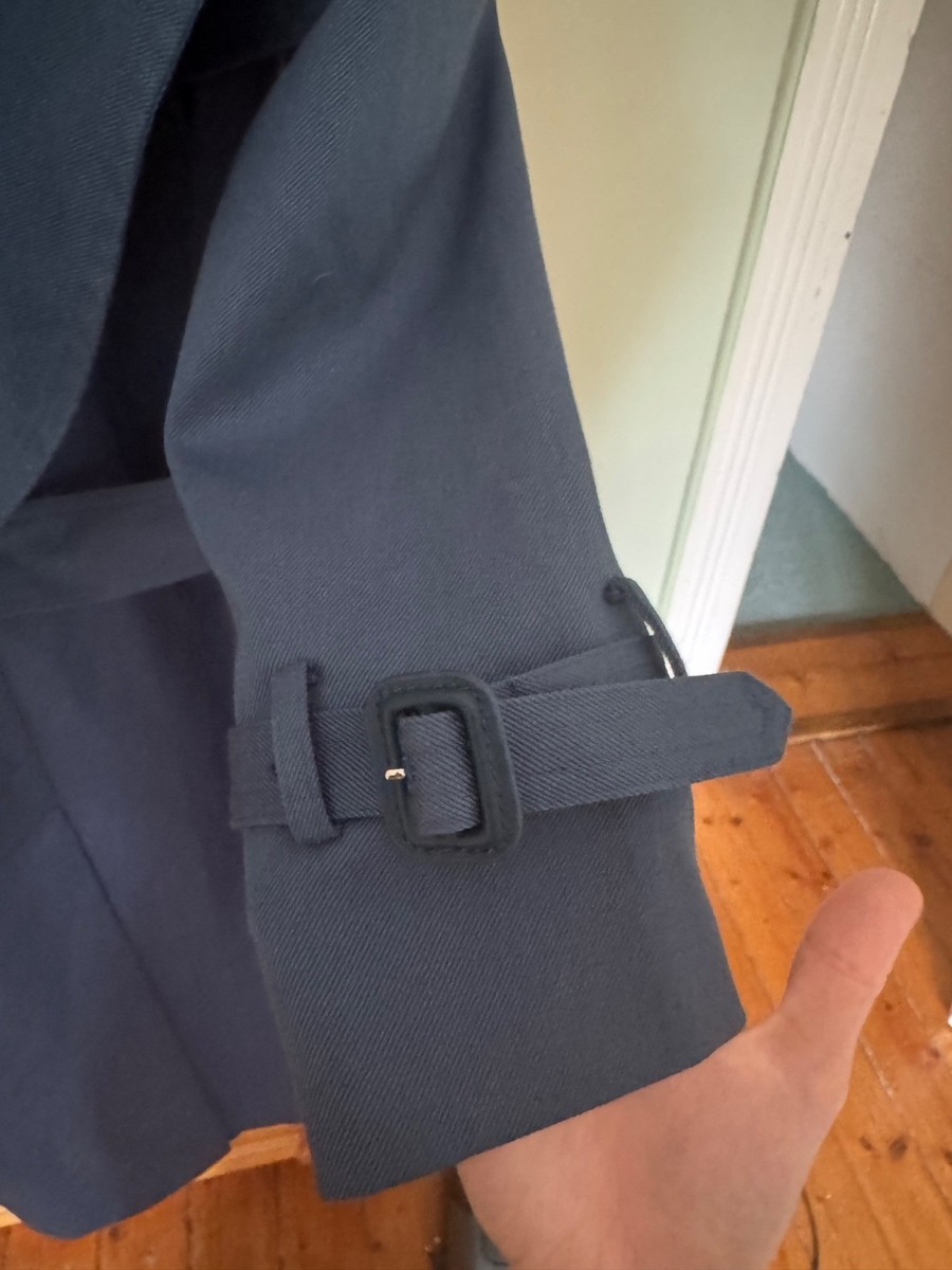 Celine navy belted coat View 3