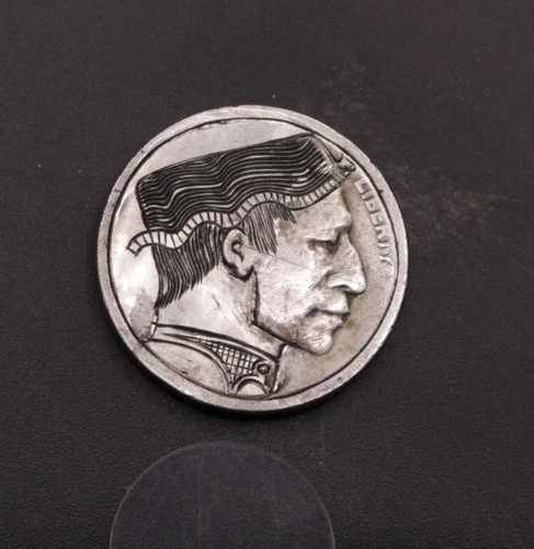 Hand‑Cut Buffalo Nickel –Hobo Nickel - Coin Carving - With Textured Hat Design