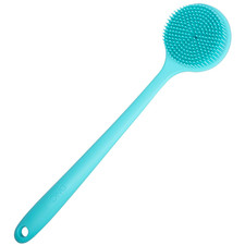 Silicone Back Scrubber for Shower, Soft Bath Body Brush with Long Handle Blue