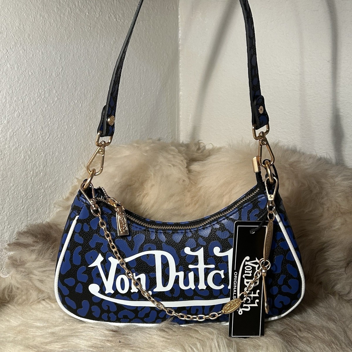 NWT Von Dutch Shoulder Bag - Blue & Black Cheetah Print | eBay