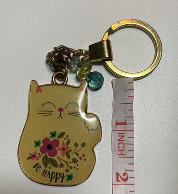 Cat Keychain Anime Be Happy Animation Keychain Kitty Kitten Whimsical Kawaii
