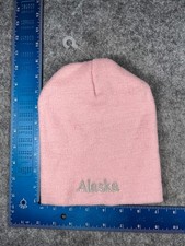 Alaska Beanie Toque Adult One Size Pink Knit 100 Acrylic Ski Embroidered