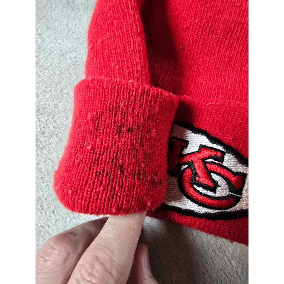 De colección Kansas City Chiefs Gorro NFL Fútbol Logo Atlético Rojo Tejido Foto 3 de 4