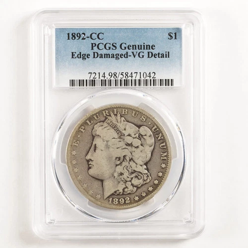 1892-CC Morgan Dollar $1 VG Details PCGS Carson City 31686