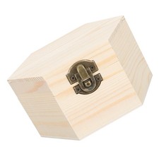 Plain Unfinished Hexagon Wooden Storage Box Jewelry Treasure Case for DIY Craft
