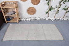 Decorative Rug, Beige Solid Pattern 2.5x5.9 ft