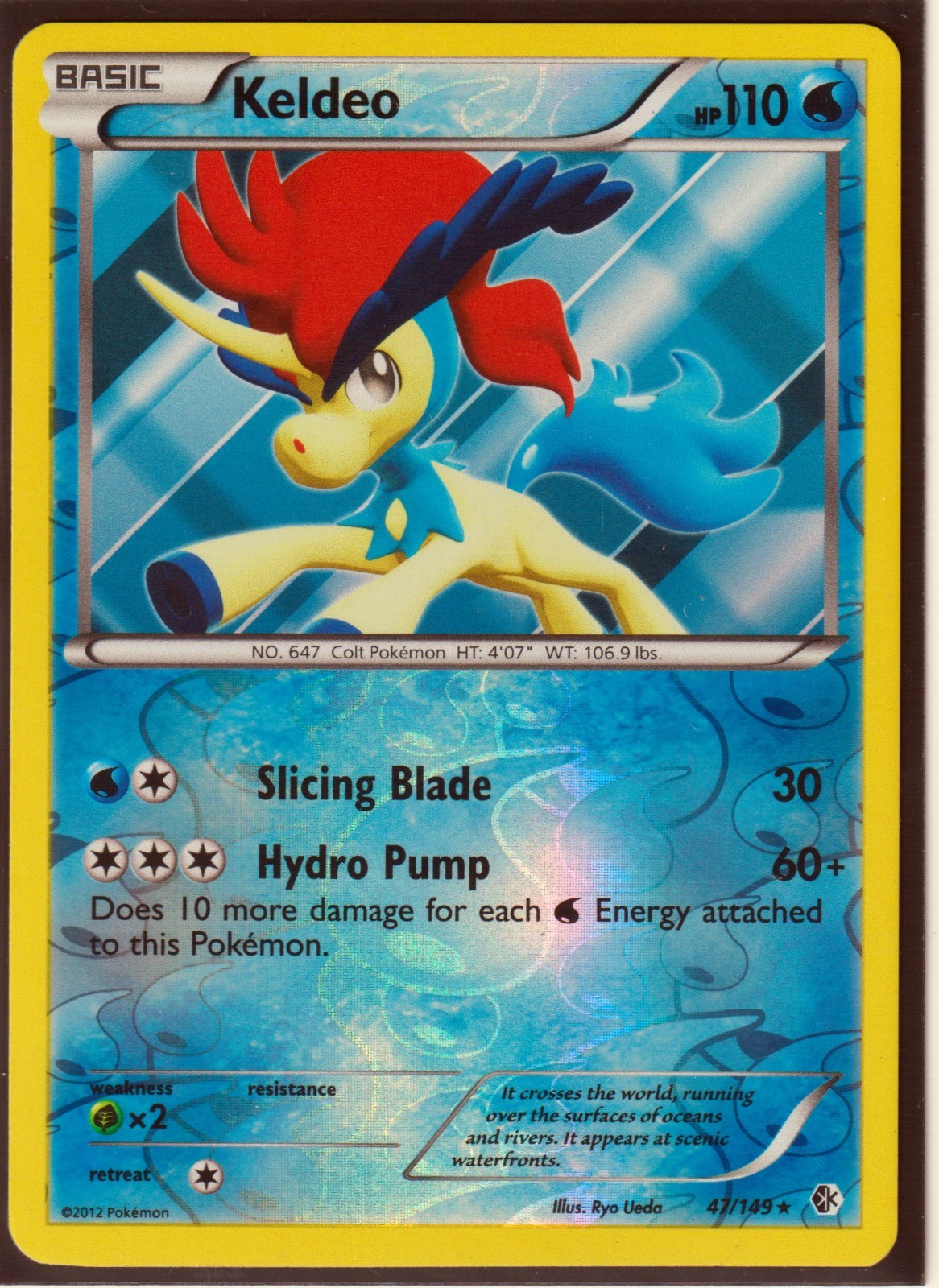 2012 POKEMON KELDEO 47/149 BLACK & WHITE BOUNDARIES CROSSED- REV HOLO NM/LP (K1)
