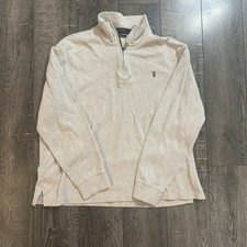 Polo Ralph Lauren Estate Rib 1/4 Zip Sweater Mens Size L Cream Ivory Quarter Zip