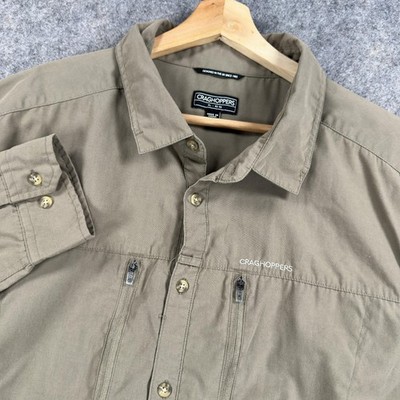 Craghoppers Solarshield Shirt Mens XL Brown Hiking Travel Outdoor Long Sleeve