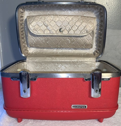 Vintage 60’s/70’s American Tourister Tiara Red Train Case Vanity Makeup Case USA