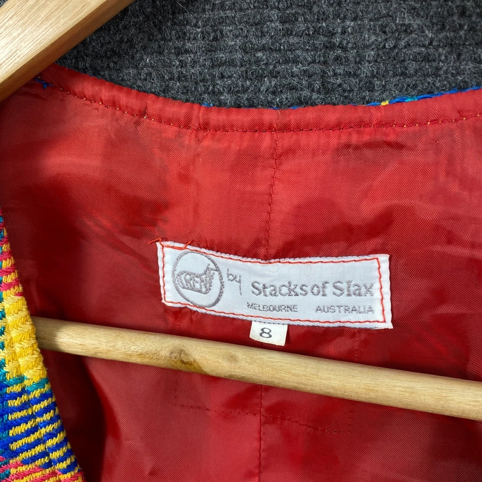 Vintage Stacks of Slax Melbourne Womens 8 Vest Retro Clowncore Silk Pockets - image 3 of 4