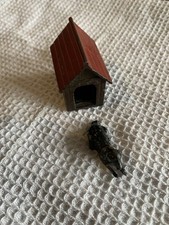 Vintage 1940  s Metal Dog kennel And Black Dog Toy