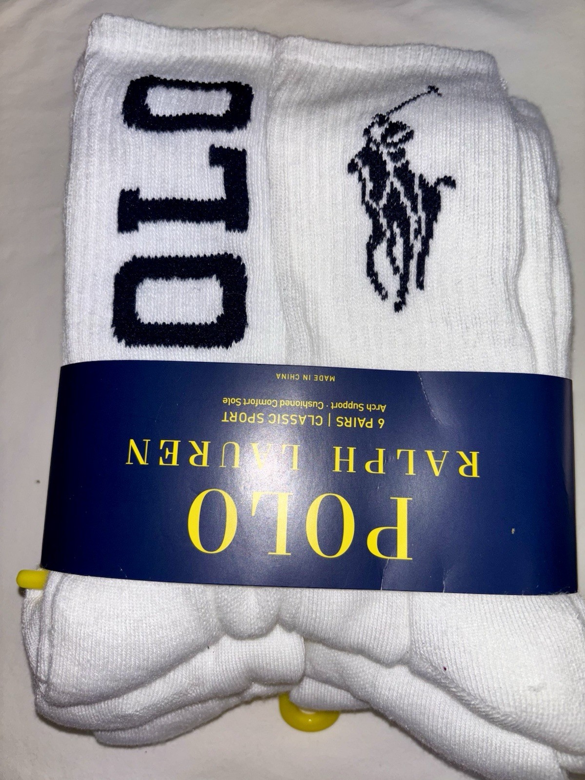 SAOLA Calze Polo Ralph Lauren bianche classiche sportive supporto arco plantare suola ammortizzata uomo 6 12