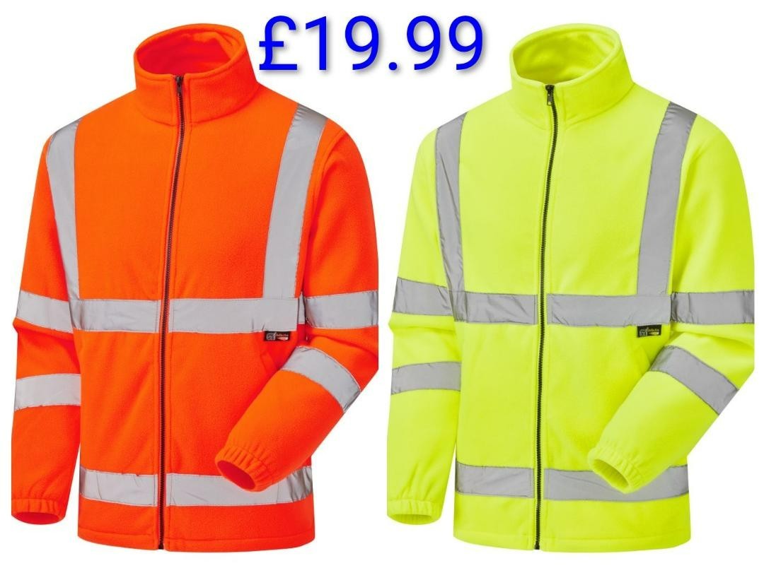 Hi Viz Vis Soft Warm Orange Yellow Fleece Jacket ROADWORKS Roofer Builder PPE