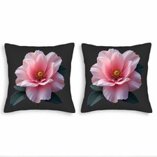 Set of 2 Decorative Throw Pillow Covers 18x18in - Vibrant Pink Flower Design