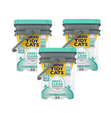 3 pack Purina Tidy Cats Free and Clean Clumping Cat Litter, Unscented, 35 lb