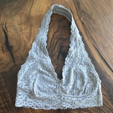 Justice Oh So Soft girls Lace Halter Bralette Gray Size 36 Cotton Wireless