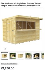 Garden Bar Man Shed Shed 10 x 6ft Single Door Pressure Treated Timber OutdoorBar