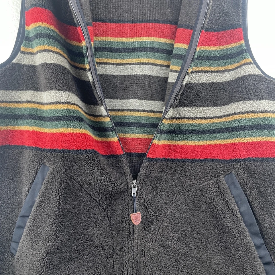 Pendleton Vest Mens L Brown Striped Sherpa Fleece Zip Western Hike RG376-61414 - Image 4 of 4