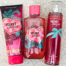 Bath  Body Works VELVET SUGAR Body Wash  Body Cream  Fragrance Mist SET of 3