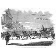 PARIS Procession of King Louis Philippe to Chamber of Deputies - Old Print 1847