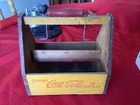 Vintage 1940's WWII War Wings Wooden Yellow Coca Cola 6-Bottle Carrier
