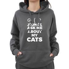 Funny Ask Me About My Cats Cat Lover Animal Lover Amazing Novelty Tumblr Hoodie