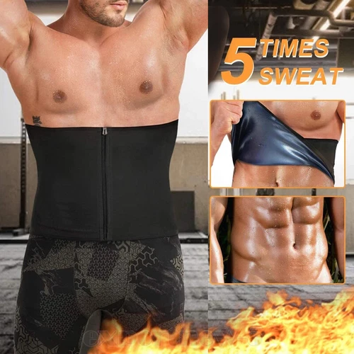 Herren Taillenschneider Saunagürtel Schweiß Body Shaper Fatburner Shapewear Band Wrap - Bild 8 von 25