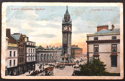 Alte Belfast Postkarte ~ Albert Memorial Clock ~ F.F. & Co. ~ Posted 1912