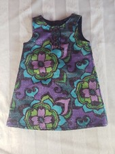 Baby Gap Shimmery Floral Blue Purple Green Satin Lined Dress 12-18 Months EUC