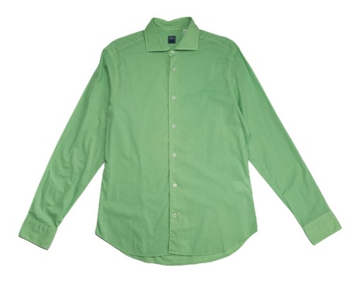 Fedeli $395 'Sean' NWT Solid Green Slim Stretch Cotton Shirt (40 IT) 15.75
