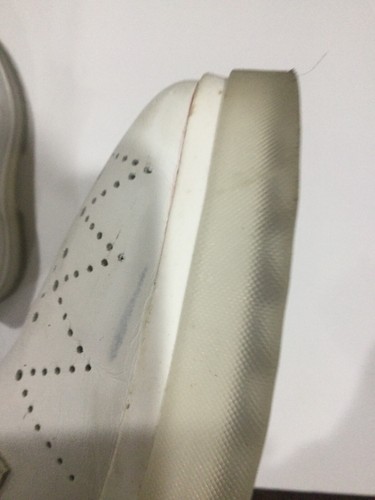 GEOX D RESPIRA WHITE LEATHER PLATFORM LACES LASER CUT OXFORDS Size 10.5 US - Picture 6 of 10
