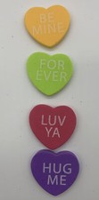 Lot of 75 Conversation Heart Foam Pieces 2 Sizes Green Yellow-Orange Pink Purple