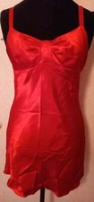 VICTORIAS SECRET Angels Sz M Red Satin Slip Dress Nightgown Nightie Lingerie