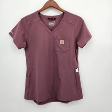 Carhartt Force Modern Fit V-Neck Women  s Scrub Top Size XS Mauve Cross Flex NWOT