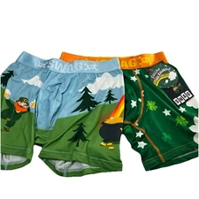 2 SWAG Lucky Leprechaun Pot Of Gold Rainbow St. Patrick's Day  Boxers Men's S